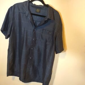 Oakley Men's Striped Blue Button Up Shirt